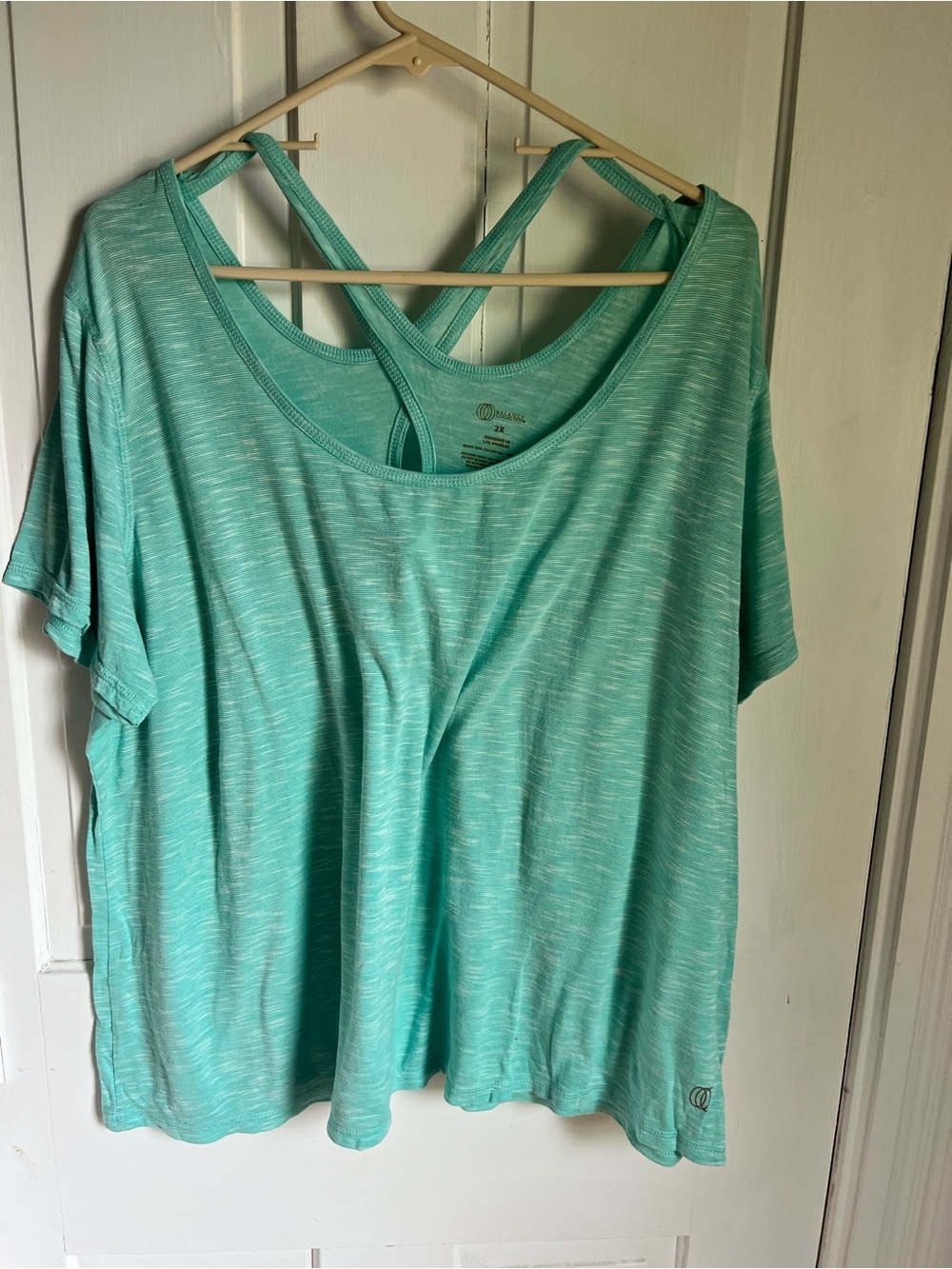 Balance Collection Women’s Mint Teal Short Sleeve Key-hole Back Top size 2XL